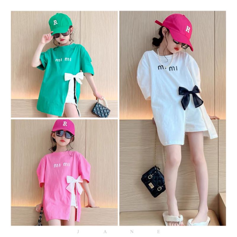 Kids FASHION เสื้อแขนสั้น Bow Slit สไตล์เกาหลี-GC335