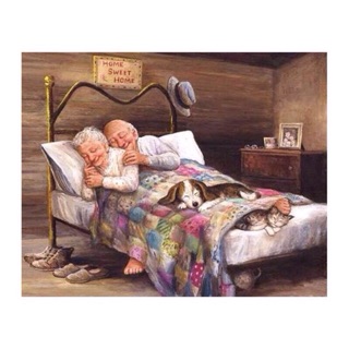 Grandpa &amp; Grandma Sleep ภาพครอสติสคริสตัลแบบติดเต็มแผ่น