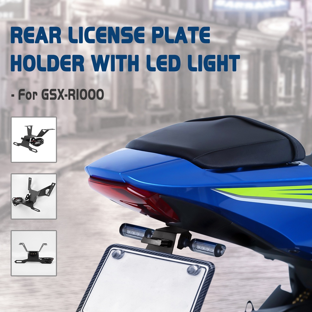 For Suzuki GSXR 1000 GSX-R1000 2017 2018 2019 2020 2021 License Plate Holder Bracket Rear Tail Tidy Fender Eliminator kit LED