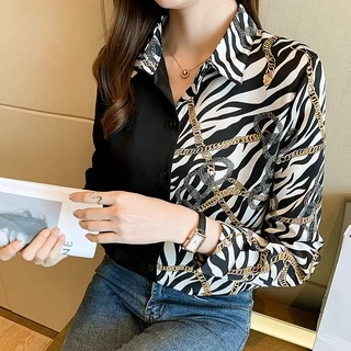 เสื้อเชิ้ตแฟชั่นผู้หญิง สีดำ ลายทาง มีขนาดสาวอวบ อก 48 46 42 40 38 36 ทูโทน