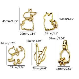 XY` 5Pcs Cat Rabbit Bottle Resin Frame Pendant Open Bezel Setting Jewelry Making