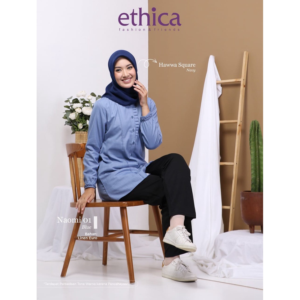 Ethica - ผู้หญิง TOP DAILY ผู้หญิง BLOUSE - NAOMI 01 - สีฟ้า - สีเทาเข้ม - สีเทา