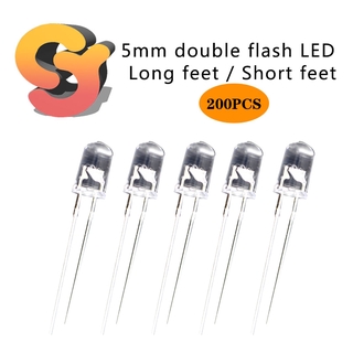 [Spot retail] 200pcs 5mm/F5 double flash LED, straight plug lamp beads, red-blue red-green, long feet / short feet, light emitting diodes