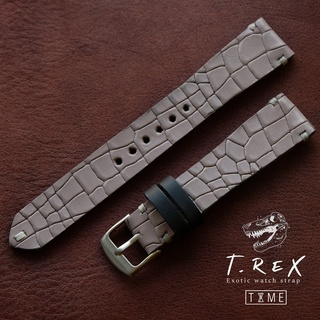 สายนาฬิกาหนังแท้ สี เทา รุ่น T rex watch strap สายนาฬิกา พร้อมบัคเคิล