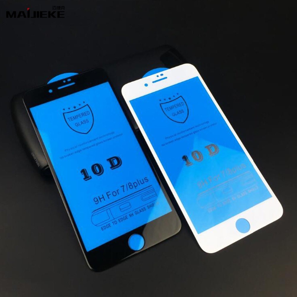 Glass 10D Tempered Glass on the For iPhone 7/8 Plus Screen Protector Full Cover (White) (1875)