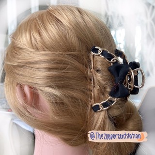 Golden hair clip ที่หนีบผม กิ๊บหนีบผมสีทอง พันโบดำโบแดง แข็งแรงงานดี