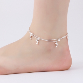 สร้อยข้อเท้า Fashion Dolphin Anklet for Women Foot Chain Silver Barefoot Ankle Bracelet Jewelry Accessories Gift