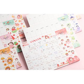 🔥ฟรีสติ๊กเกอร์🔥 [แผ่นละ4฿] Monthly Plan - Planner - แพลนเนอร์ - แพลนเนอร์รายเดือน ลายเด็กน้อยผลไม้น่ารัก