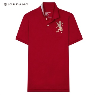 GIORDANO เสื้อโปโลผู้ชาย ปักสิงโต - Mens 3D Lion Polo 01012222