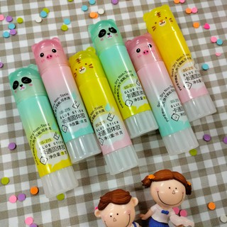 Glue Stick  กาวแท่ง 9 กรัม ฝาปิดสีใส ลายสัตว์น่ารักสดใส (จำนวน 1 ชิ้น) คละสี