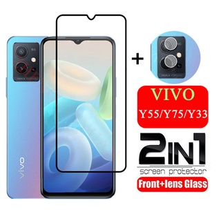 2in1 ฟิล์มกระจกนิรภัยกันรอยหน้าจอ สําหรับ VIVO Y55 Y75 5G Y30 T1 5G VIVO Y 30 Y33S 5G