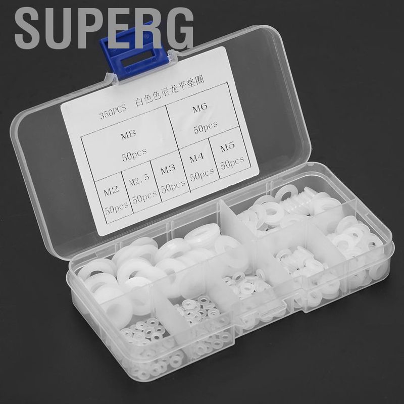 Supergoodsales [Ready Stock] superg เพราะปะเก็นไนลอนสีขาว m 2/m2 . 5/m3/m4/m5/m8 350 ชิ้น