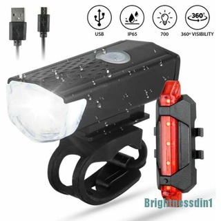 [Brightnessdin1] หลอดไฟ Led ชาร์จไฟได้ Usb + ไฟท้ายไฟเตือนสําหรับรถจักรยาน