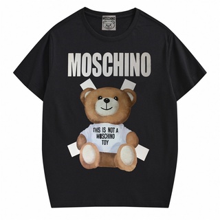 พร้อมส่ง Moschino เสื้อยืดลําลอง ผ้าฝ้าย แขนสั้น พิมพ์ลายหมี สําหรับทุกเพศ ทุกวัย