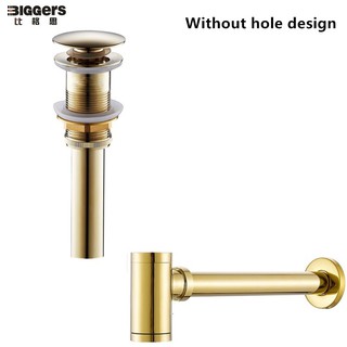 Biggers Sanitary Home Hotelสีทองแดงชุบทองอ่างล้างหน้าในห้องน้ำชุดท่อระบายน้ำพร้อมตัวเชื่อมต่อผนังแบบPop-Up Drainer