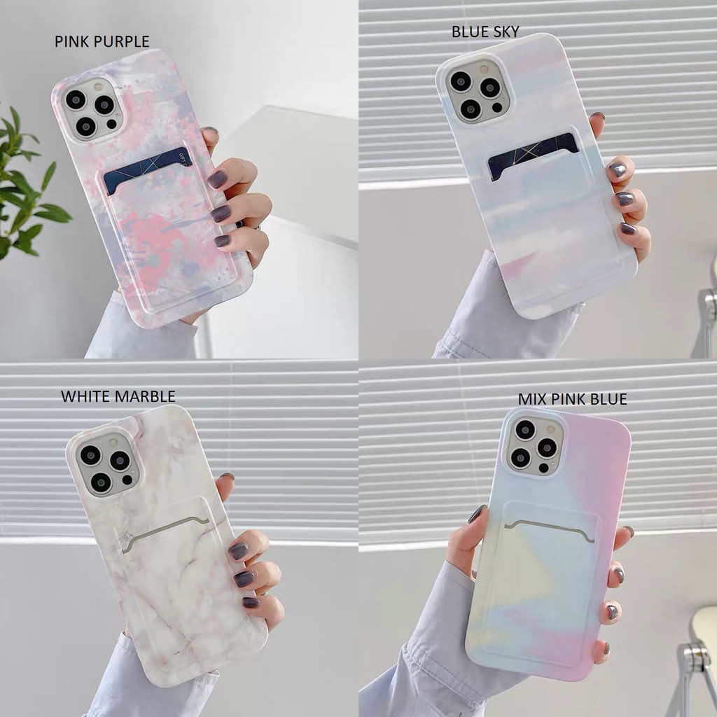 (1) Marble Rainbow Slot Card Case Iphone 7 / 8 / SE 2020 / X / XS / XR / XS MAX / 11 / 11 PRO / 11 P