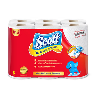 ✨ขายดี✨ SCOTT กระดาษทิชชู่ รุ่น ทาวเวล บิ๊กโรล (แพ็ค 6 ม้วน) สีขาว Facial Tissues