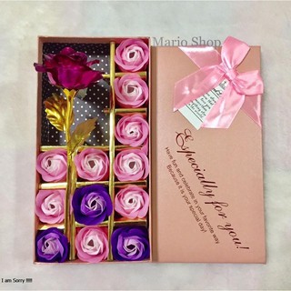 ดอกกุหลาบสีชมพูในกล่องของขวัญ(กลิ่นหอมอ่อนๆ)