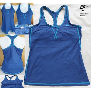 เสื้อกีฬามีสปอร์ตบราด้านใน Nike FIT-DRY-สีกรมท่า ไซส์ M 32-36" (สภาพเหมือนใหม่ ไม่ผ่านการใช้งาน)