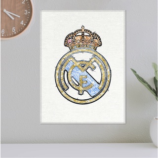 โปสเตอร์ ผ้าแคนวาส ตราสโมสร Real Madrid เรอัลมาดริด ลายเส้นปากกาสีเมจิก ภาพวาดสเก็ตช์