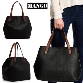 MANGO LARGE SHOPPING BAG กระเป๋าสะพายใบใหญ่น้ำหนักเบาวัสดุหนังแกะสังเคราะห์ขึ้นลายสวย