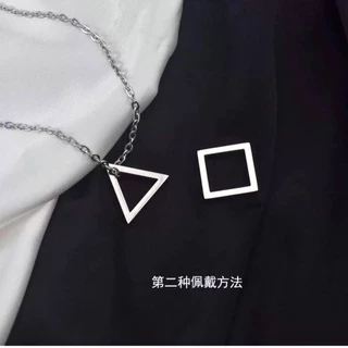 สร้อยคอ สร้อยเงิน จี้เรขาคณิต จี้สามเหลี่ยม สี่เหลี่ยม สร้อยคอโซ่ เครื่องประดับผู้หญิงและผู้ชาย สไตล์เกาหลี สร้อย N39