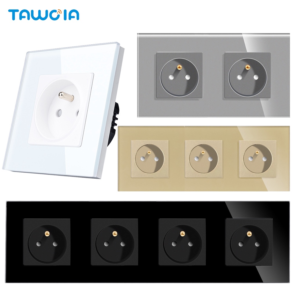 TAWOIA French Polish Danish Type E Plug Wall Power Socket 16A 220V