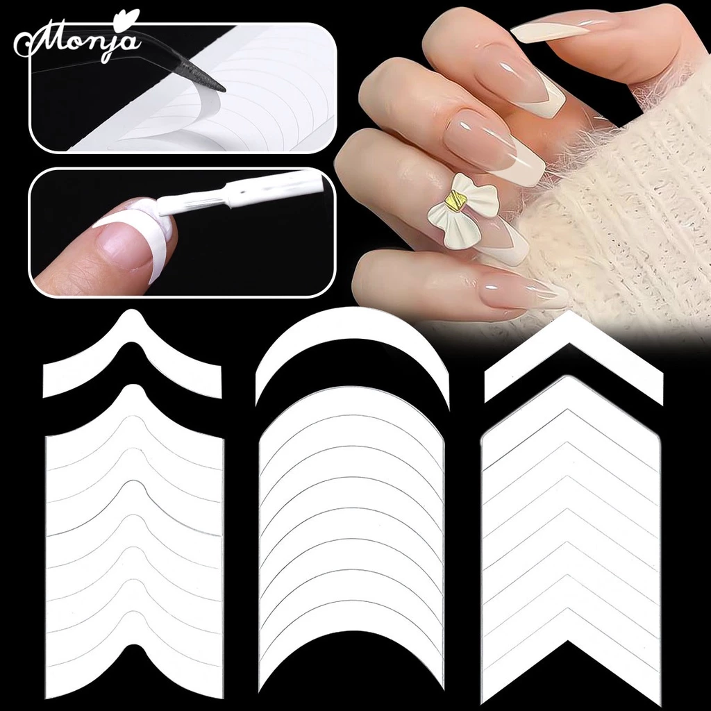 Monja สติกเกอร์ติดตกแต่งเล็บ ลายพระจันทร์เสี้ยว หน้ายิ้ม สีขาว DIY 2 ชิ้น