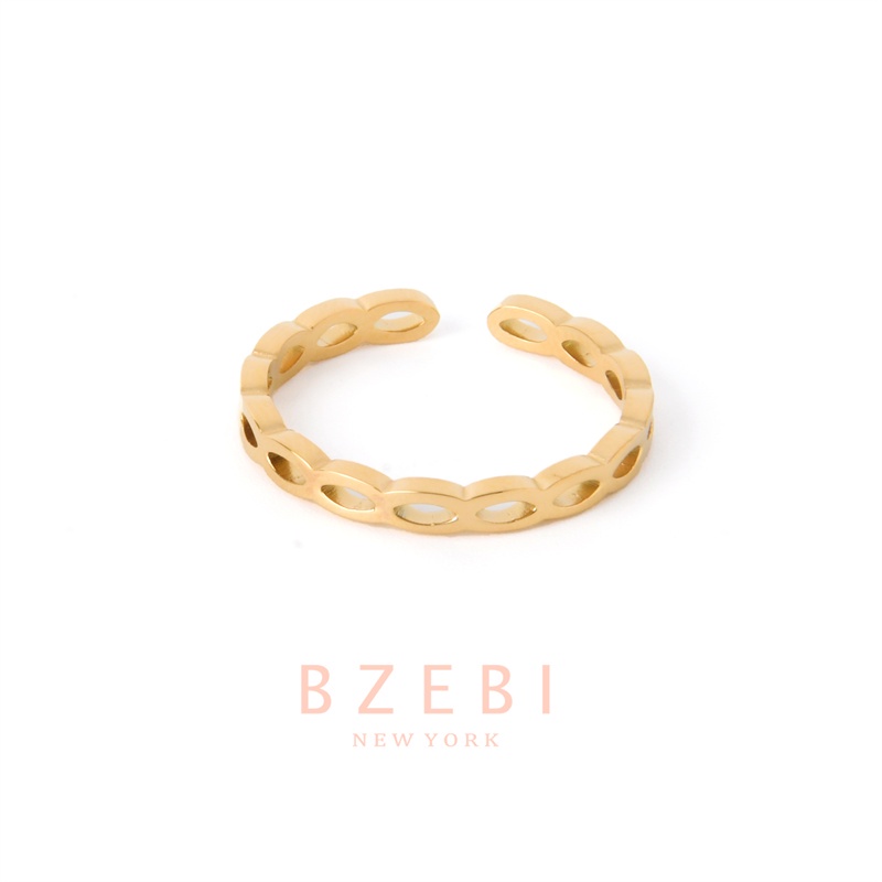 BZEBI แหวนทองชุบ แฟชั่นผู้หญิง สไตล์เกาหลี ทองคำ ทอง ทองครึ่งสลึง ปรับได้ พรีเมี่ยม มินิมอล เครื่องป