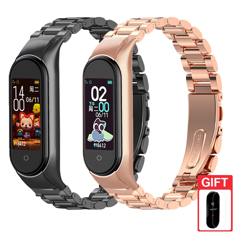 สร้อยข้อมือโลหะเปลี่ยนสายสแตนเลสสําหรับ Xiaomi Smart Band 10 9 8 7 / Mi Band 6 5 4 3