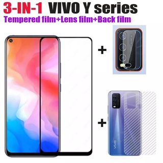 ส่งจากไทย 3in1 Vivo Y21T Y33T Y01 Y21 Y33S ฟิล์มเลนส์กล้อง + ฟิล์มกระจกเต็มจอ+ ฟิล์มหลัง ฟิล์มกันกระแทกขอบดำ