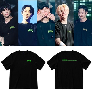 เสื้อยืดครอปเสื้อยืดผ้าฝ้าย 100% พิมพ์ลายอัลบั้ม K Pop Straykids Hyunjin Felix FanS-5XL