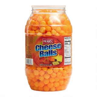 Herrs Cheese Balls Barrel เฮอร์ส ข้าวโพด ทรงกลม รสชีส 482g.