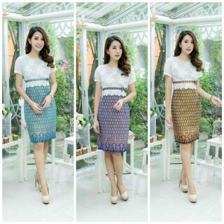 เดรสผ้าไทย M-2XL