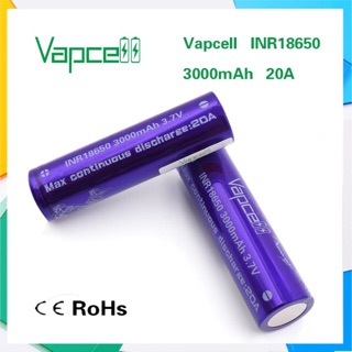 vapcell 18650 ถ่านชาร์จ INR 18650 3000mah 3.7V 20A  ถ่านvapcell18650สีม่วง