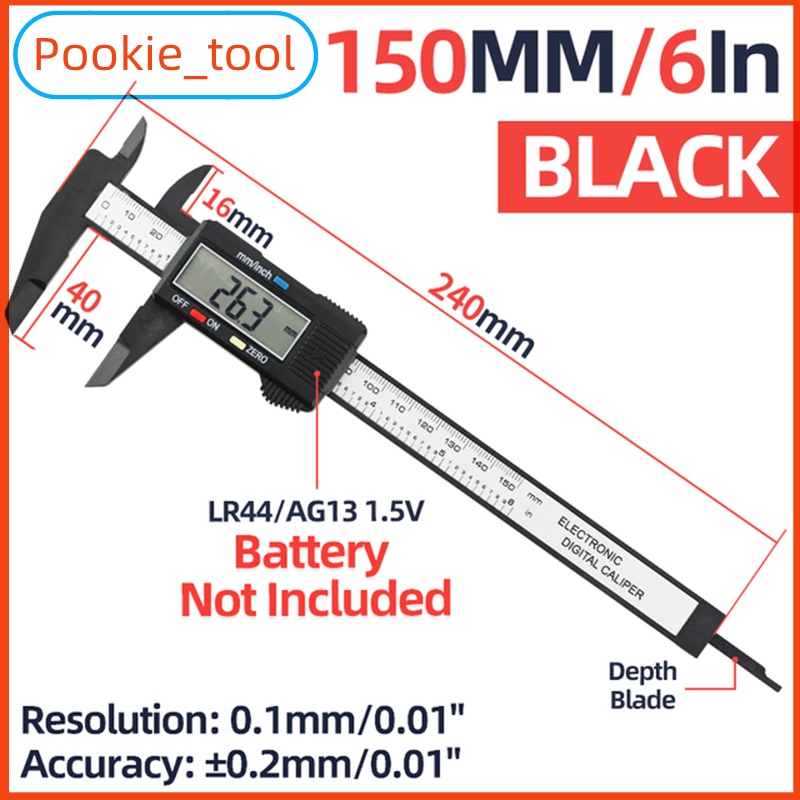 💥พร้อมส่ง💥Vernier Digitl เวอร์เนียคาลิปเปอร์ดิจิตอล 0-150mm เวอร์เนีย เวอร์เนียร์ ดิจิตอล ไม้วัดขนาดแคคตัส+แบตเตอรี่