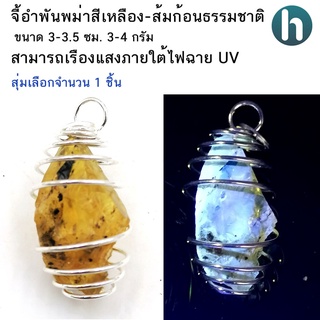 จี้อำพันพม่าโทนสีเหลือง-ส้ม AMBER ทรงทธรรมชาติ (3-3.5 ซม.) สุ่มเลือก 1ชิ้น