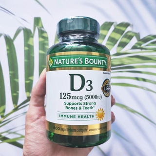 วิตามินดี3 VitaminD3 125mcg (5000IU) 400 Rapid Release Softgels (Natures Bounty®) Immune Health