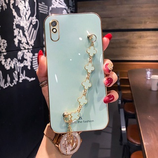 เคสโทรศัพท์มือถือชุบ ลายใบโคลเวอร์สี่แฉก พร้อมสายคล้องมือ สําหรับ xiaomi8 xiaomi9 xiaomi10 xiaomi10S xiaomi11 xiaomi11LITE POCO X3