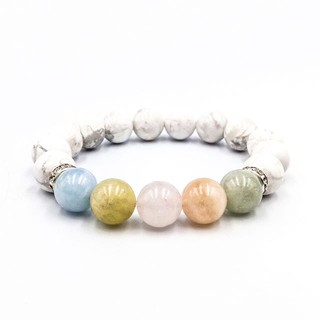 กำไลข้อมือหินแท้ แบริล Beryl + Howlite ขนาด 8,10 มิล