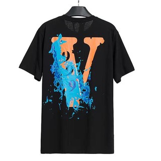 Vlone เสื้อยืดแขนสั้น ผ้าฝ้าย พิมพ์ลาย แฟชั่นสําหรับผู้ชาย และผู้หญิง