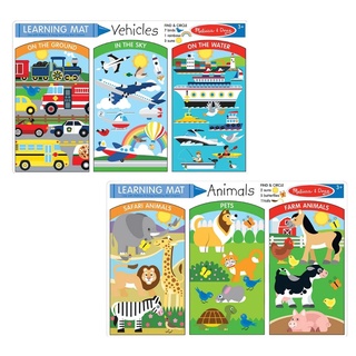 [แผ่นเรียนรู้2ด้าน+รียูส] Melissa &amp; Doug Learning Mat แผ่นเรียนรู้ 2 ด้าน ลบได้ ล้างได้ รียูส เป็นแผ่นรองทานข้าวในตัว รุ่นรถ สัตว์ "กินไป เล่นไป เรียนรู้ไป" หลากรุ่น 5046/5047