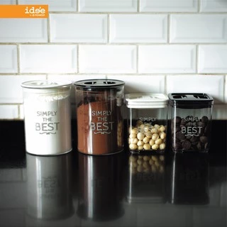 ide'e [2 ชิ้น] โหลพลาสติกสูญญากาศ ทรงกลม รุ่น PN3302 ความจุ 1,700 ml. สำหรับถนอมอาหาร โหลใส่ผงชงกาแฟ-ชาและเครื่องปรุง