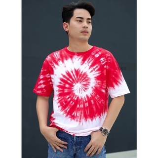 เสื้อมัดย้อมสีสด UNISEX | TIE DYE T-SHIRT | ผ้า Cotton100% - KT44 แดง-ขาว(ก้นหอย)