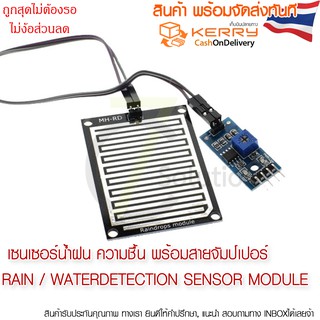 เซนเซอร์น้ำฝน ละอองน้ำ ความชื้น Rain / Water Detection Sensor Module พร้อมสายจัมป์เปอร์