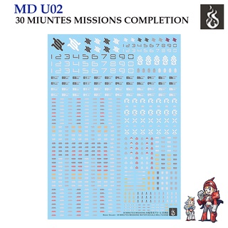 ดีคอลน้ำ [Ghost] MD U02 30 MIUNTES MISSIONS COMPLETION 144 FREE SCALE (HIQ Water Decal) MDU02 1/100 1/144 MG RG HG