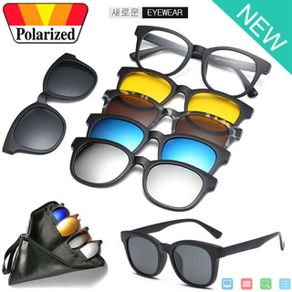 Polarized แว่นกันแดด คลิปออน แม่เหล็ก เปลี่ยนเลนส์ได้ 5 สี 5 แบบ รุ่น 2207 แว่นตา ทรงสปอร์ต วัสดุ PC ( เลนส์โพลาไรซ์ )