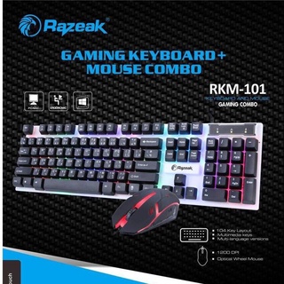 คีย์บอร์ดเกมมิ่ง เมาส์มีไฟ RAZEAK RKM-101 คีย์บอร์ดมีไฟ ชุดเมาส์คีย์บอร์ด Keyboard Mouse ประกัน 1ปี