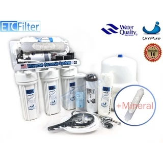UNIPURE เครื่องกรองน้ำ +แร่ RO 100 GPD 6 ขั้นตอน Reverse Osmosis ถัง 3.2 แกลลอน 1 ตัวต่อคำสั่งซื้อ
