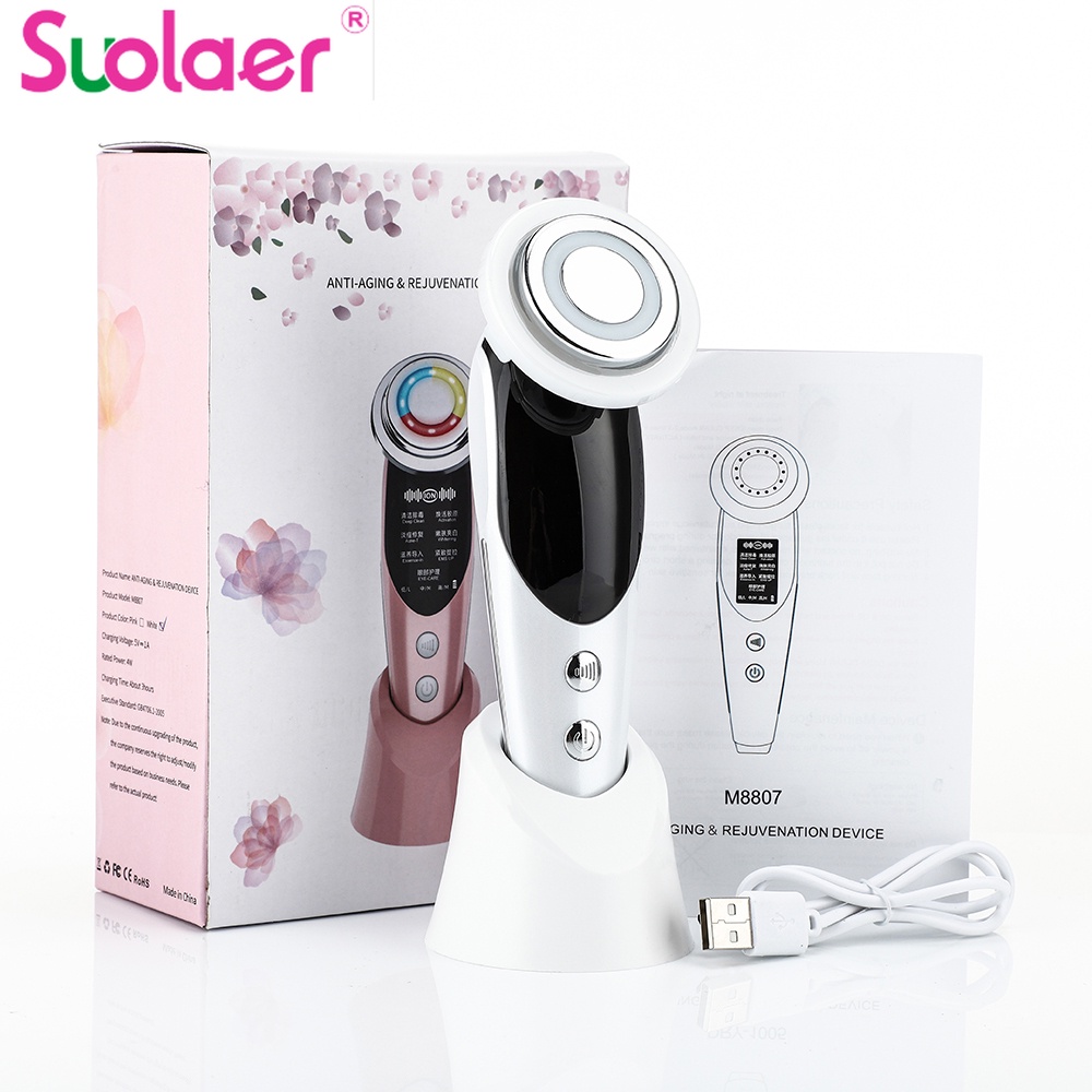 Suolaer 7 in 1 เครื่องนวดยกกระชับผิวหน้า ฟื้นฟูผิวหน้า อุปกรณ์ความงาม